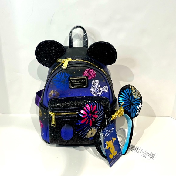 Loungefly Handbags - Loungefly, Disney Mickey’s main attraction lounge, fly, backpack, and ear set